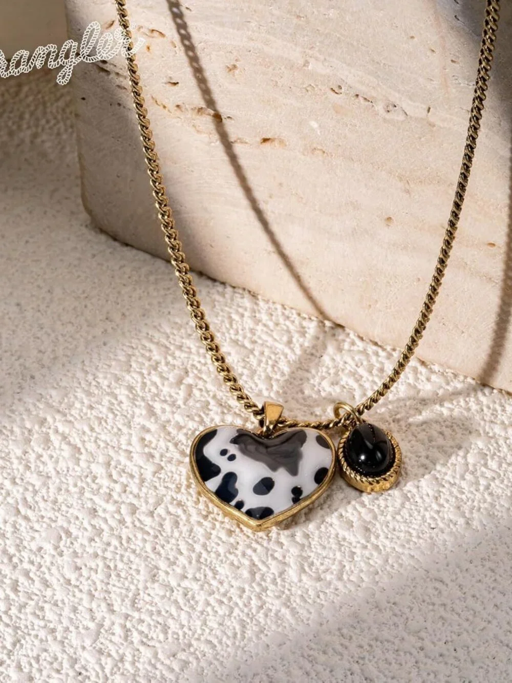 Women's Gold Black Western Gold Plated Wrangler Heart Turquoise Pendant Necklace